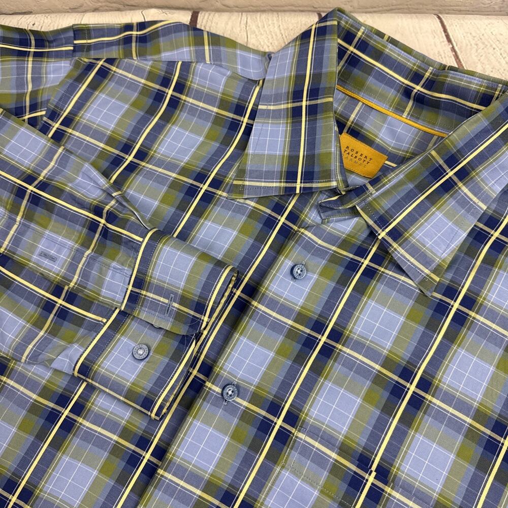 Robert Talbott Carmel Mens Long Sleeve Plaid Button-Up Shirt Large Cotton